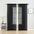 Cortinas transparentes YJ YANJUN Long Black Lace 108 cm, conjunto de 2 Cortinas transparentes YJ YANJUN Long Black Lace 108 cm, conjunto de 2