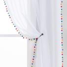 Cortinas tratadas em branco transparente com pompom multicolorido 84 polegadas Cortinas tratadas em branco transparente com pompom multicolorido 84 polegadas