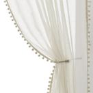 Cortinas Treatmentex Pompom Linen Sheer 213 x 213 cm, bege, 2 pares