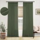 Cortinas TWODRAPES: linho plissado, verde oliva, 260x260cm, 2 painéis Cortinas TWODRAPES: linho plissado, verde oliva, 260x260cm, 2 painéis