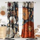 Cortinas Tyrot 100% Blackout Black Boho Floral 270x275cm 2 painéis