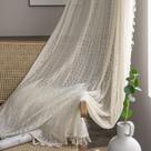 Cortinas WAZZIO Beige Boho Lace Sheer 115x114cm, quarto com 2 painéis