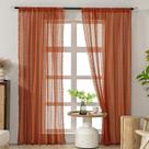 Cortinas WAZZIO Burnt Orange Sheer, algodão, renda de crochê, 214 cm de comprimento