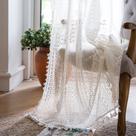 Cortinas WAZZIO Off White Lace, 214 cm de comprimento, algodão transparente, 2 painéis
