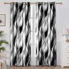 Cortinas weesire: preto e cinza, listrado moderno, 50% bloco de luz Cortinas weesire: preto e cinza, listrado moderno, 50% bloco de luz