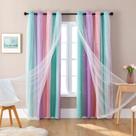 Cortinas XiDi Blackout, 213 cm de comprimento, quarto de meninas, unicórnio