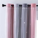Cortinas XiDi Rainbow Pink Grey com recorte em estrela transparente