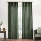 Cortinas XTMYI Olive Green Linen Blend 214 cm de comprimento 2 painéis