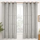 Cortinas YoungStex, cinza escuro, linho, semi transparentes, 160x160cm, 2 painéis