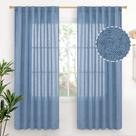 Cortinas YoungStex Denim Blue Linen 183 cm de comprimento 2 painéis