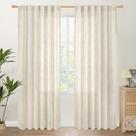 Cortinas YoungStex Linen, 203 cm de comprimento, creme filtrante de luz