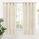 Cortinas YoungStex Linen Semi Sheer 160x160cm, 2 painéis, creme