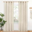 Cortinas YoungStex Linen Semi Sheer 213x213cm, 2 painéis, creme