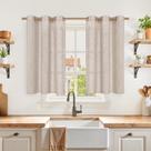 Cortinas YoungStex Short Linen, 102 cm de comprimento, janelas de cozinha