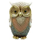 Coruja Decorativa Em Resina E Olhos De Vidro 21 Cm Ouro