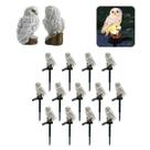 Coruja Luminaria Solar Kit 13 Uni Casa Jardim Quintal Enfeite Luz Led Espeto Decoraçao Nortuna Enfeite Aves