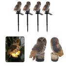 Coruja Luminaria Solar Kit 4 Uni Casa Jardim Quintal Enfeite Luz Led Espeto Decoraçao Nortuna Aves Enfeite
