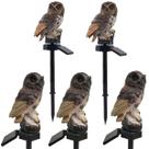 Coruja Luminaria Solar Kit 5 Uni Iluminaçao Decoraçao Casa Jardim Ave Escultura Quintal