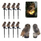 Coruja Luminaria Solar Kit 8 Uni Decoraçao Jardim Casa Quintal Multiuso Acende Luz Led Escultura Resistente