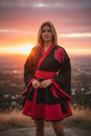 Cosplay akatsuki Naruto Saia Kimono E Faixa Cintura Cor Vermelha