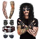 Costume BIBARAJM Rocker, 7 peças para homens com peruca e óculos de sol