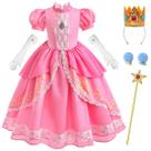 Costume Luzlen Pink Dress + Crown Gloves Wand para 3-4 anos