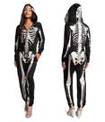 Costume Tipsy Elves Halloween Skeleton, macacão feminino prateado