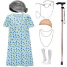 Costume ZeroShop Old Lady Dress Wig Cane Glasses XL XXL