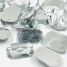 Costura Chaton Retângulo 25x18mm 50pçs Cristal Facetado 90g