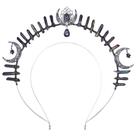COSUCOS Goth Goddess Halo Crown faixa Black Moon Star, chapéu gótico de cristal de quartzo para carnaval, cosplay, festival, sessão de fotos, chapéu de Halloween