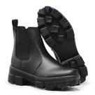 Coturno Bota Feminina Tratorada Preta Com Elastico