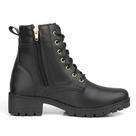 Coturno Botinha Feminina Preta Cano Curto Bota Militar Zíper Moda Conforto