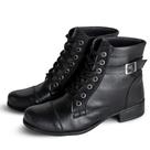 Coturno Feminino Bota Casual Dia a Dia Bico Redondo Fechamento Cadarço Detalhe Fivela Envio Rapido Coturno Feminino Bota Casual Dia a Dia Bico Redondo Fechamento Cadarço Detalhe Fivela Envio Rapido