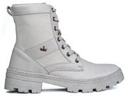 Coturno Feminino Bota Confort Tratorado Cano Curto Off White Venan 1200
