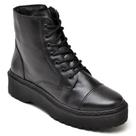Coturno Feminino Bota Couro Cano Médio Cadarço Moda
