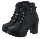 Coturno Feminino Bota Plataforma Detalhe Em Fivela Coturno Feminino Bota Plataforma Detalhe Em Fivela