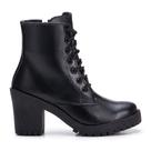 Coturno Feminino Cano Curto Estiloso Salto Alto Tratorado com Cadarço Confortável Moda Inverno