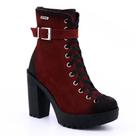 Coturno Feminino Couro Fivela Salto Alto Estilo Conforto