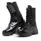 Coturno Militar Em Couro Com Ziper Extra Leve Em Gel - Preto