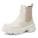 Coturno Nude Ajuste Tornozelo Elástico Cano Médio Oversize Bota Moda Blogueira Tendência 2023