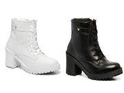 Coturno Salto Alto Kit 2 Pares Combo Bota Macia Tratorada Feminina Cano Curto Coturno Salto Alto Kit 2 Pares Combo Bota Macia Tratorada Feminina Cano Curto
