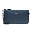 Couro Crossgrain Wristlet Coach com corrente para mulheres