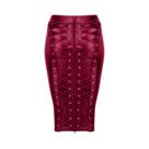 Couro feminino com laço até saia com zíper, saia lápis, vestido steampunk
