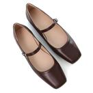 Couro marrom Mary Jane feminino Flats Stunner tamanho 37 (6,5)