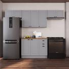 Coziha Modulada 4 Peças 1 Balcão com Tampo 3 Aéreos 100% MDF com Rodapé Bari