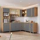 Cozinha 11 Peças Condessa com Vidro Canto Torre Quente 100% Mdf.