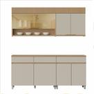 Cozinha 4 Peças 6 portas 1 Porta Vidro 3 Gavetas Realeza Premium 200 cm MDF Nesher