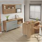 Cozinha 6 Peças 4 Portas 7 Gavetas Painel Ilha Ripado Marquesa 100% Mdf