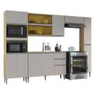 Cozinha Aline Balcão com Tampo e Paneleiro Damasco Off White - Poquema Cozinha Aline Balcão com Tampo e Paneleiro Damasco Off White - Poquema