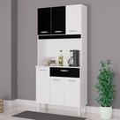 Cozinha Ambiente Kit Cassia 6 Portas Branco Preto - Poquema Cozinha Ambiente Kit Cassia 6 Portas Branco Preto - Poquema